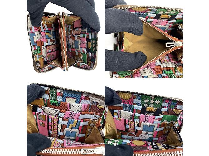 Hermès Billetera compacta bi-fold de seda Hermes Azap Castaño - vista 4
