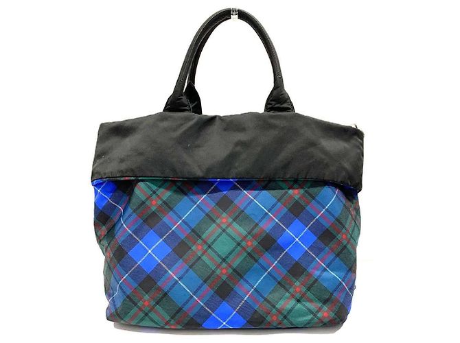 Borsa a mano Prada BR4521 Nero Blu Nylon Pelle - vista 2