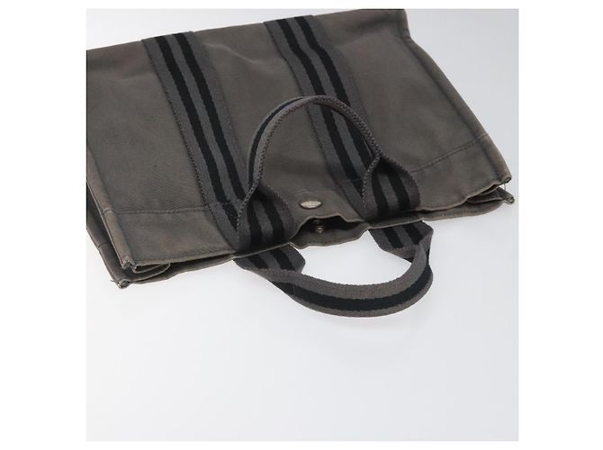 Hermès HERMES Fourre Tout PM Handtasche aus Canvas Grau Auth ti2740 Braun - Ansicht 6