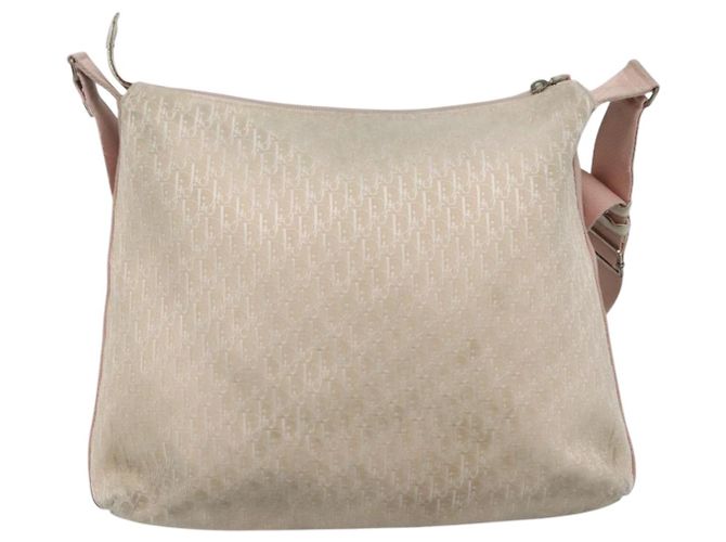 Christian Dior Trotter Canvas Schultertasche Beige Rosa Silber Authentisch mr996 - Ansicht 2