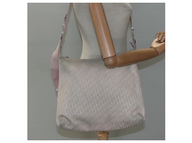 Christian Dior Trotter Canvas Schultertasche Beige Rosa Silber Authentisch mr996 - Ansicht 21
