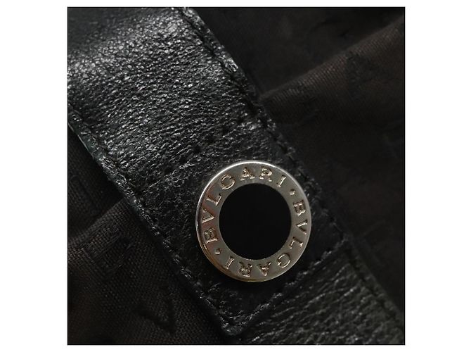 Bulgari Borsa Tote BVLGARI in tela e pelle nera argento autentica hk2061 - vista 10