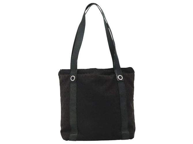 Bulgari Borsa Tote BVLGARI in tela e pelle nera argento autentica hk2061 - vista 13