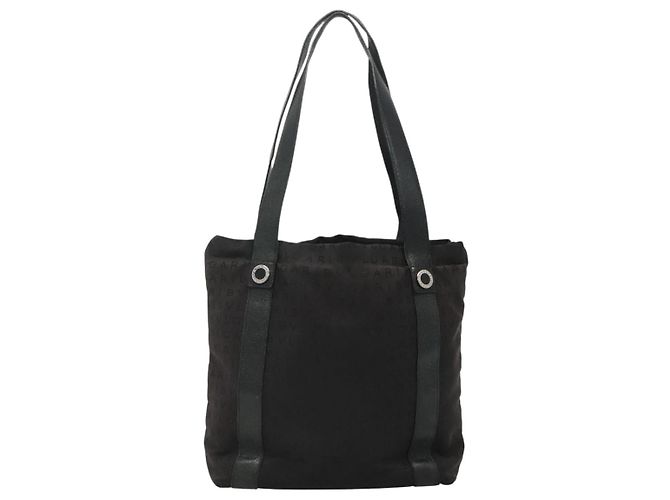 Bulgari Borsa Tote BVLGARI in tela e pelle nera argento autentica hk2061 - vista 2