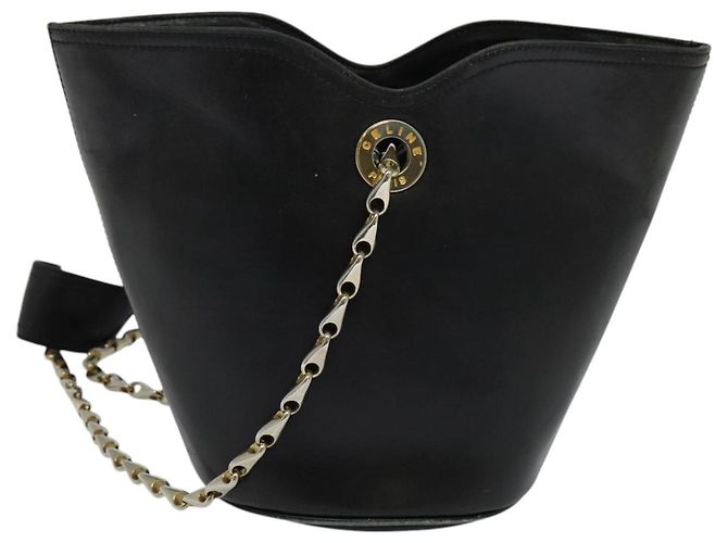 Céline Borsa a spalla CELINE in pelle nera e oro Auth 110823 Nero D'oro - vista 13