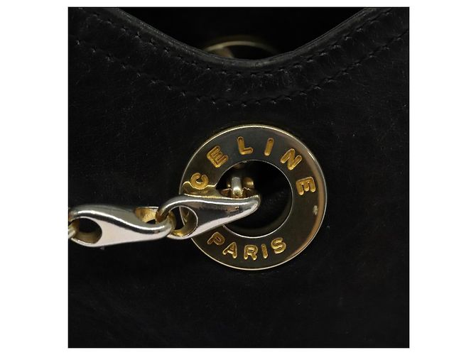 Céline Borsa a spalla CELINE in pelle nera e oro Auth 110823 Nero D'oro - vista 18