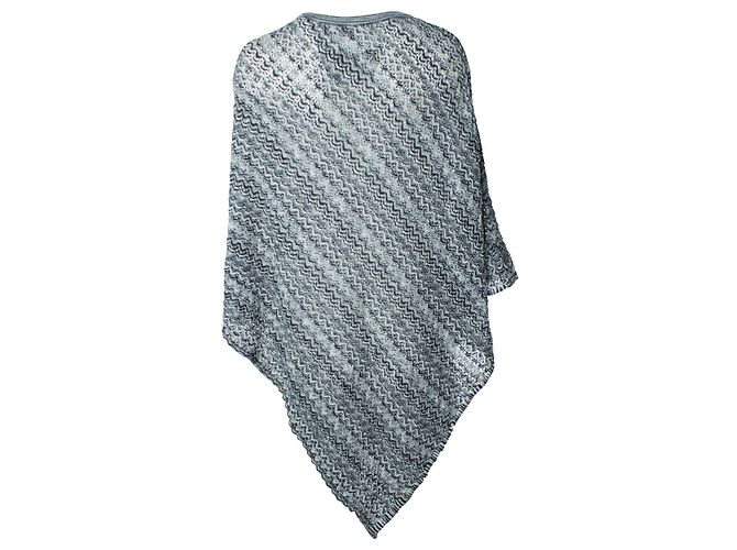 Poncho tessuto a zigzag bianco e nero di Missoni - vista 2