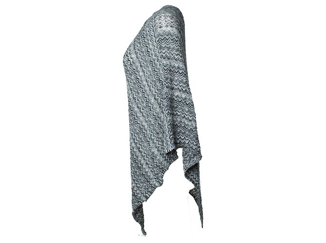 Poncho tessuto a zigzag bianco e nero di Missoni - vista 4