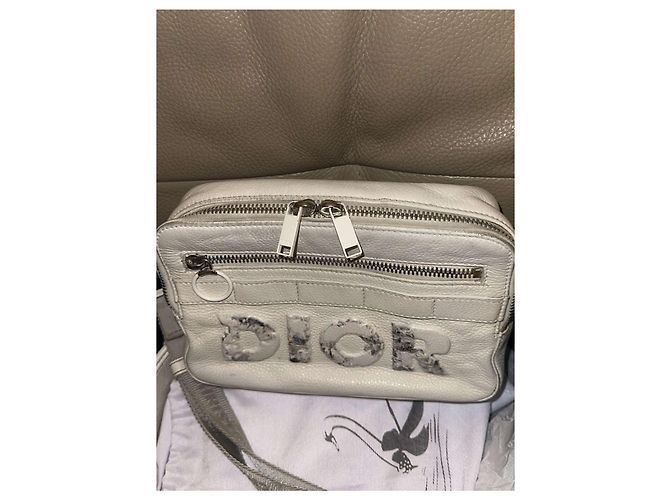 Borsa a tracolla Dior x Daniel Arsham in pelle Eggshell Bianco sporco - vista 10