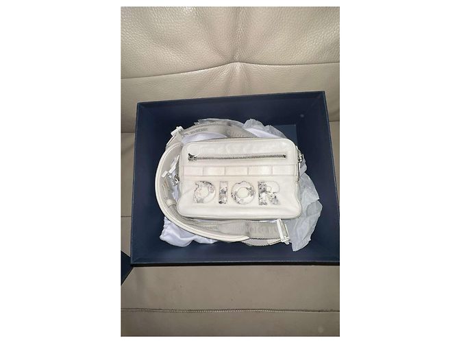 Borsa a tracolla Dior x Daniel Arsham in pelle Eggshell Bianco sporco - vista 11