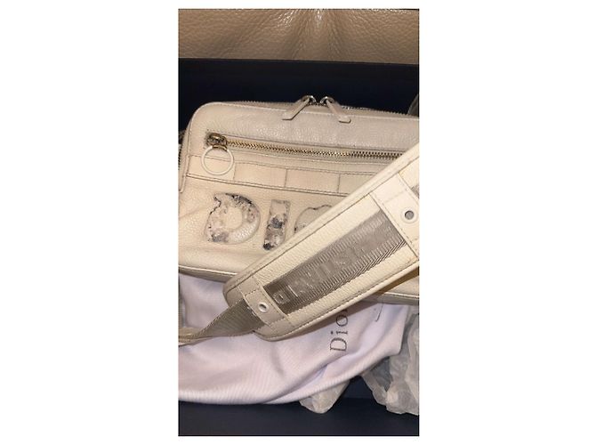 Borsa a tracolla Dior x Daniel Arsham in pelle Eggshell Bianco sporco - vista 12