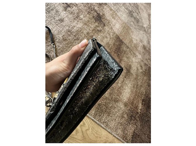 Kate Monogramme Borsa Saint Laurent in pelle color argento - vista 5