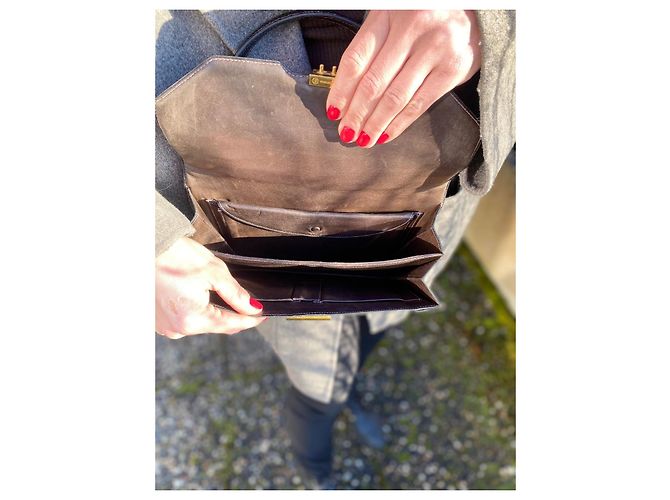 Hermès Handtasche aus Eidechsenleder Schokolade - Ansicht 10