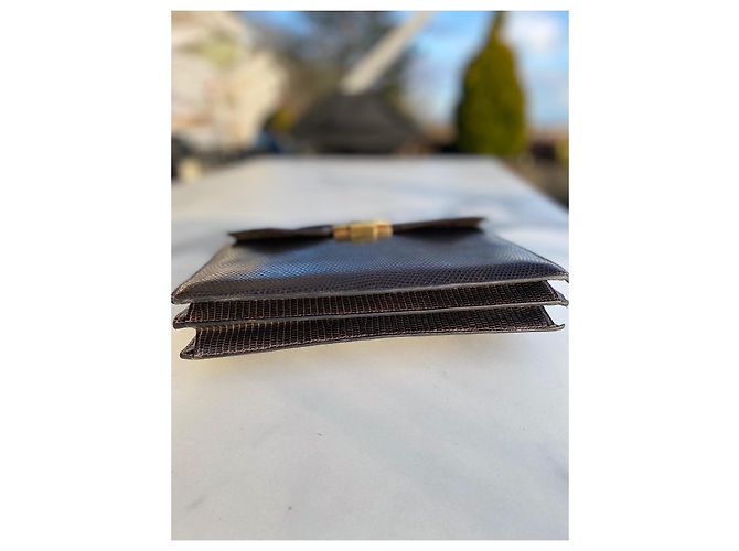 Hermès Handtasche aus Eidechsenleder Schokolade - Ansicht 4