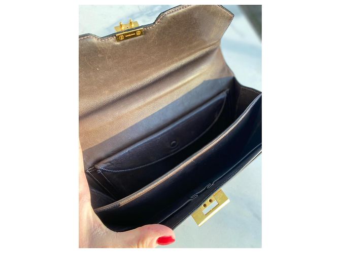 Hermès Handtasche aus Eidechsenleder Schokolade - Ansicht 5