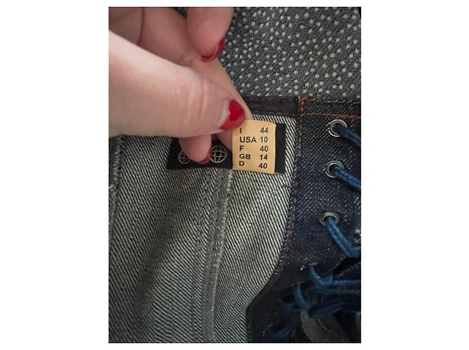 Jean Paul Gaultier Corsé Bustier de Algodón Azul Marino - vista 10
