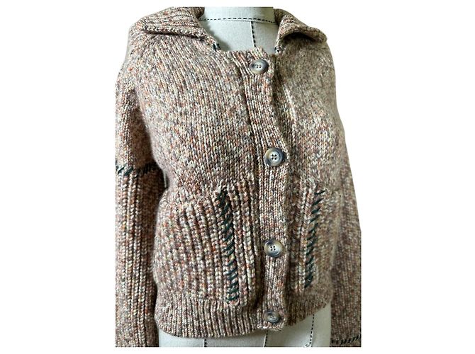 Henrik Vibskov Stitch Strickjacke Wolle Braun Mehrfarben - Ansicht 3