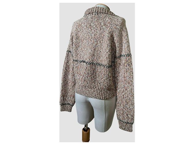 Henrik Vibskov Stitch Strickjacke Wolle Braun Mehrfarben - Ansicht 5