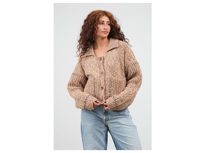 Henrik Vibskov Stitch Strickjacke Wolle Braun Mehrfarben - Ansicht 6