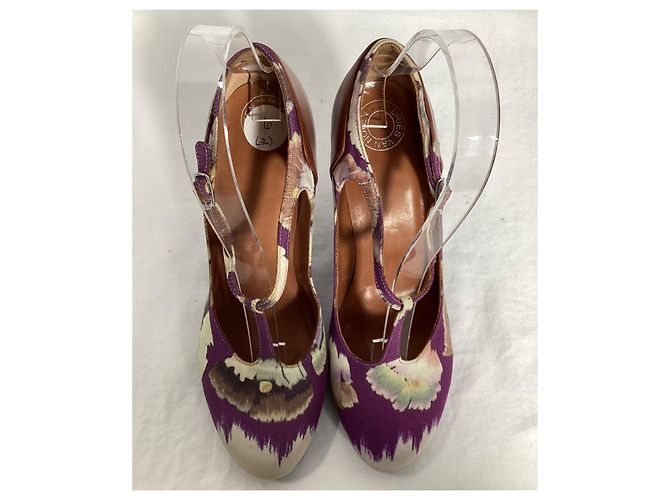Décolleté con stampa floreale Dries Van Noten in cotone viola - vista 11