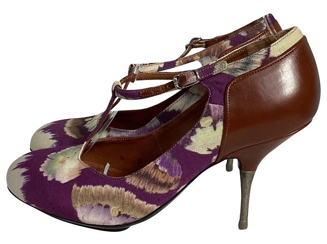 Décolleté con stampa floreale Dries Van Noten in cotone viola - vista 4