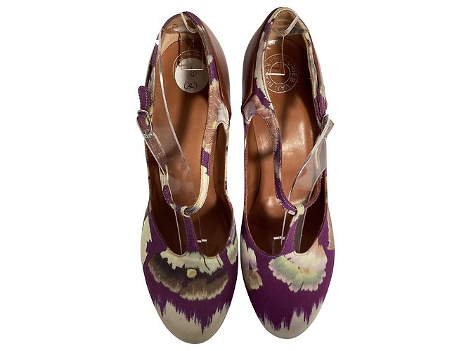 Décolleté con stampa floreale Dries Van Noten in cotone viola - vista 5