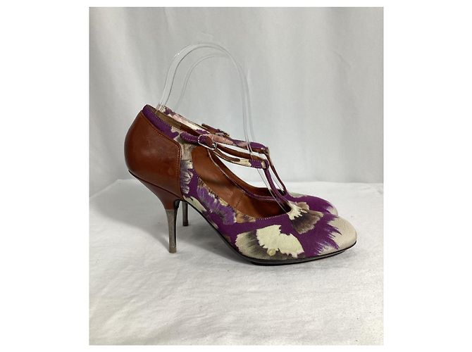Décolleté con stampa floreale Dries Van Noten in cotone viola - vista 7