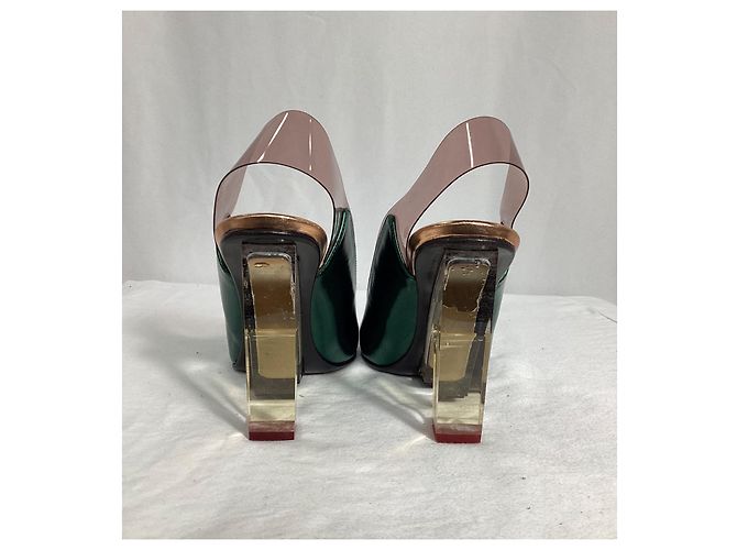 Décolleté con tacco trasparente metallico Dries Van Noten in pelle verde - vista 10