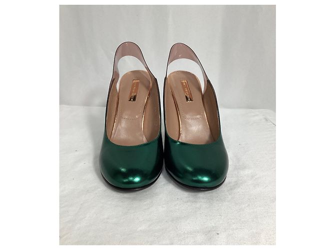 Décolleté con tacco trasparente metallico Dries Van Noten in pelle verde - vista 8