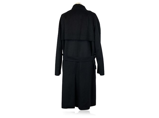 Timeless Chanel Schwarzer Kaschmir-Trenchcoat mit Gürtel Größe 42 FR - Ansicht 2
