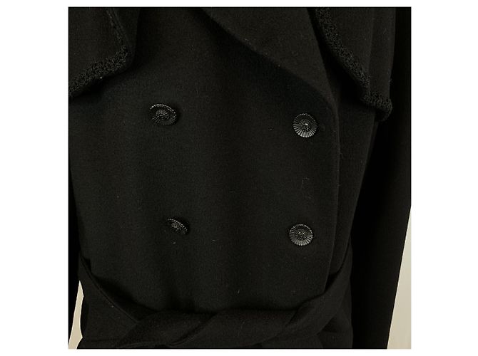 Timeless Chanel Schwarzer Kaschmir-Trenchcoat mit Gürtel Größe 42 FR - Ansicht 5
