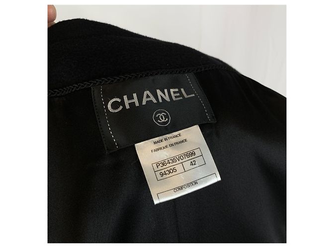 Timeless Chanel Schwarzer Kaschmir-Trenchcoat mit Gürtel Größe 42 FR - Ansicht 6