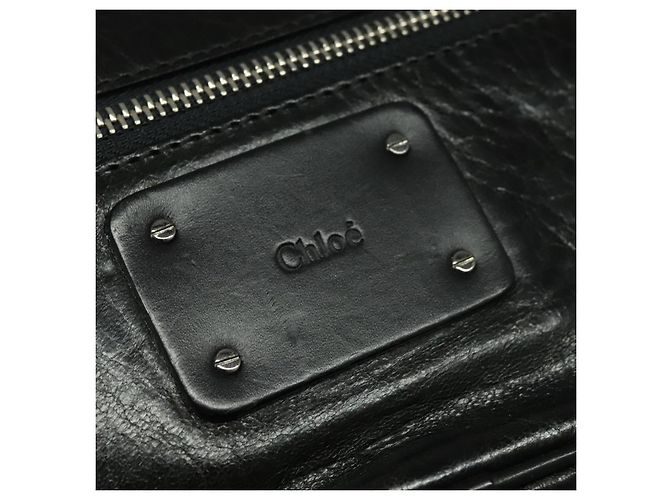 Chloé Borsa a tracolla in pelle nera e argento Chloe Paddington Auth hk2099 Nero - vista 17