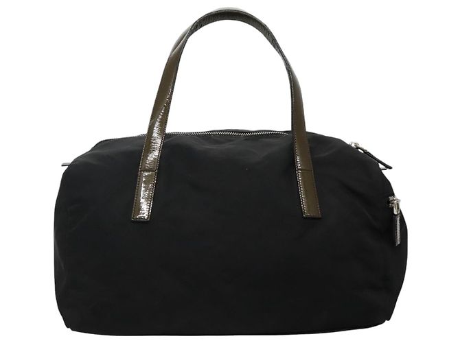 PRADA Borsa a mano in nylon smaltato nero khaki argento autentica hk2037 Cachi - vista 2