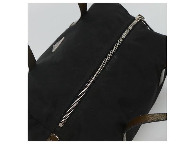 PRADA Borsa a mano in nylon smaltato nero khaki argento autentica hk2037 Cachi - vista 6