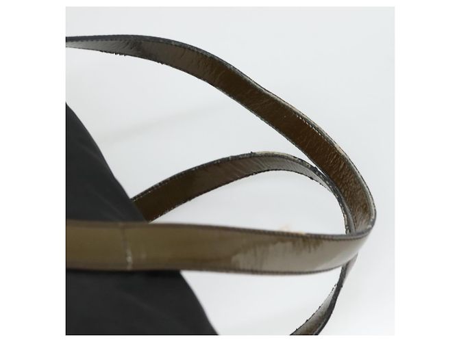 PRADA Borsa a mano in nylon smaltato nero khaki argento autentica hk2037 Cachi - vista 8