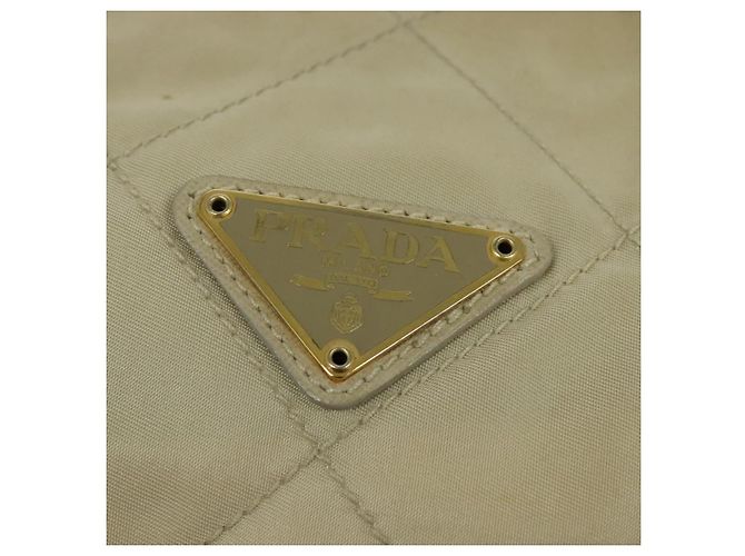 PRADA Borsa a mano con catena in nylon beige oro Auth mr979 D'oro - vista 17