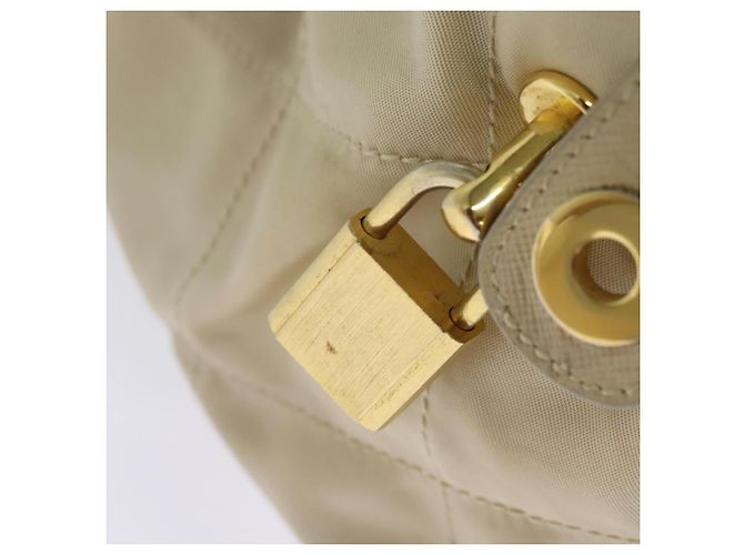 PRADA Borsa a mano con catena in nylon beige oro Auth mr979 D'oro - vista 18