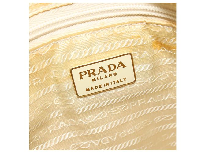 PRADA Borsa a mano con catena in nylon beige oro Auth mr979 D'oro - vista 19