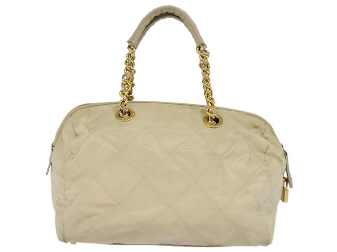 PRADA Borsa a mano con catena in nylon beige oro Auth mr979 D'oro - vista 2