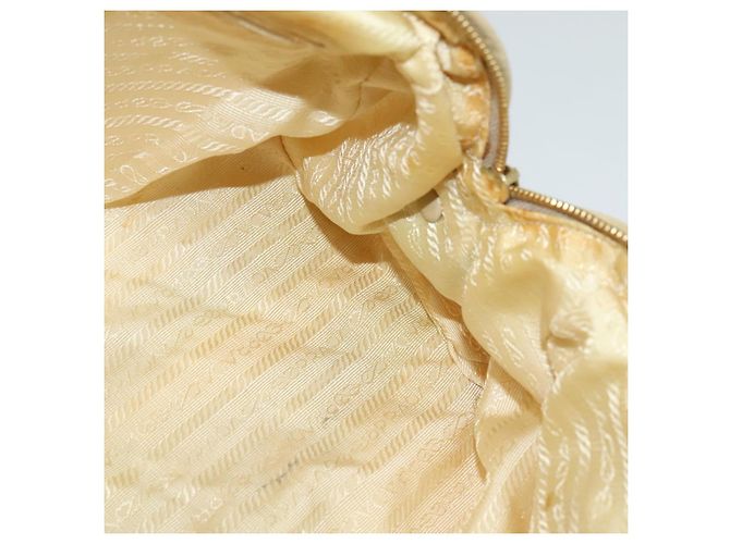 PRADA Borsa a mano con catena in nylon beige oro Auth mr979 D'oro - vista 20