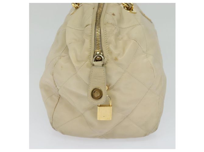 PRADA Borsa a mano con catena in nylon beige oro Auth mr979 D'oro - vista 3
