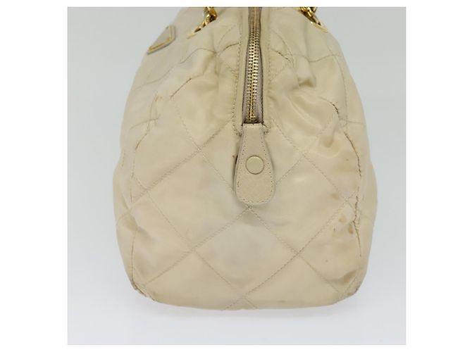 PRADA Borsa a mano con catena in nylon beige oro Auth mr979 D'oro - vista 4