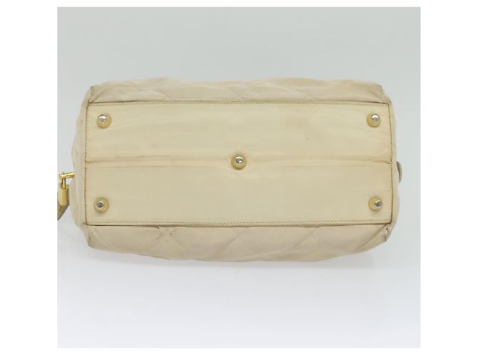 PRADA Borsa a mano con catena in nylon beige oro Auth mr979 D'oro - vista 5