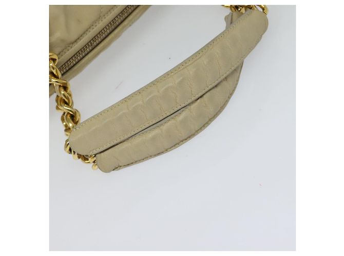PRADA Borsa a mano con catena in nylon beige oro Auth mr979 D'oro - vista 7