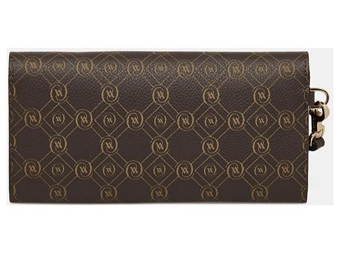 Autre Marque Vakko Monogramm Geldbörse aus Leder Braun Beige Karamell - Ansicht 5