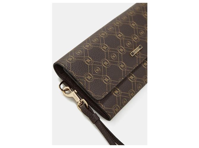 Autre Marque Vakko Monogramm Geldbörse aus Leder Braun Beige Karamell - Ansicht 7