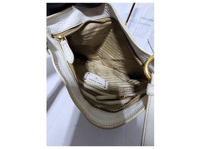 Borsa a tracolla Prada Canapa Logo Jacquard Marrone/Bianco - vista 8