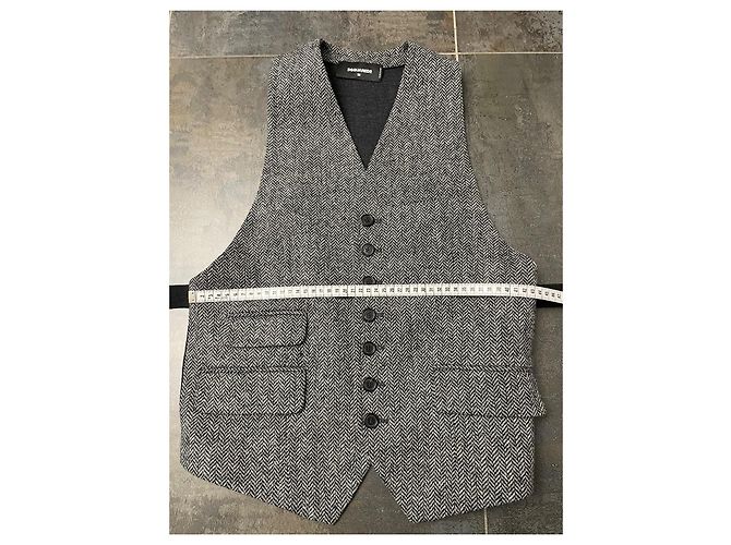 Dsquared2 Weste aus Wolle grau Fischgrätmuster - Ansicht 6