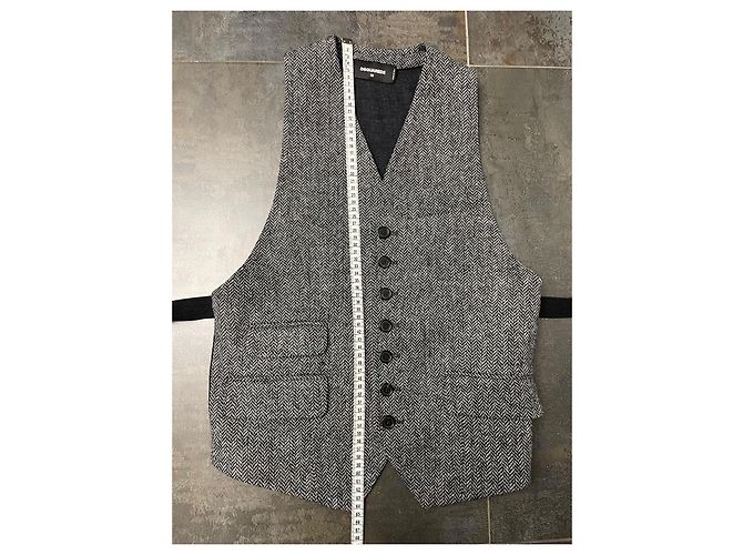 Dsquared2 Weste aus Wolle grau Fischgrätmuster - Ansicht 7